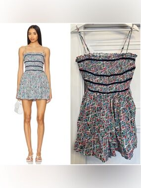 NWT Free People Bali Checked Out Printed Dress Gardenia Combo Small Retail $128